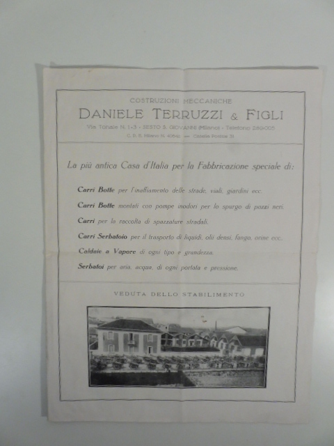 Costruzioni meccaniche Daniele Terruzzi & Figli, carri-botte, carretti